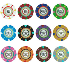 Custom Printed Mahogany Wood Poker Chip Set with 14 Gram Clay Ace King &  Suits Poker Chips - 200 Chips