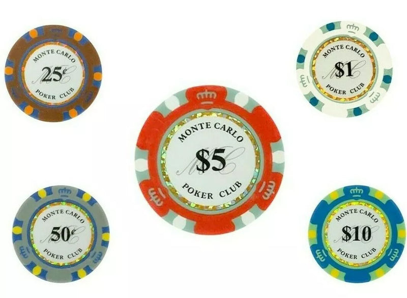 500 CASH GAME Monte Carlo Smooth Poker Chips Bulk Perfect for .25/50 Cents Blind Set 2