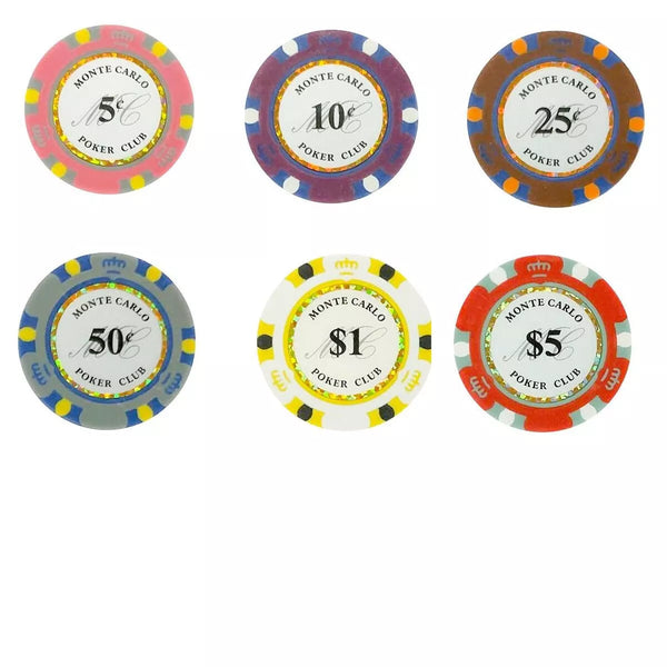 500 Micro Stakes Cash Game Monte Carlo Smooth Poker Chips Bulk 5 Cent/10 Cent Blinds