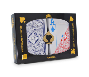 Copag 4-Color Legacy Design 100% Plastic Playing Cards, Poker Size  (Standard) Regular Index Red/Blue Double Deck Set
