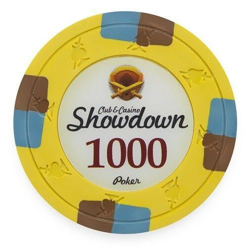 Showdown Club Poker Chips 13.5 Gram Clay 100 PC Bulk New