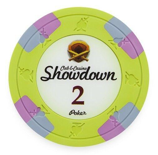 Showdown Club Poker Chips 13.5 Gram Clay 100 PC Bulk New